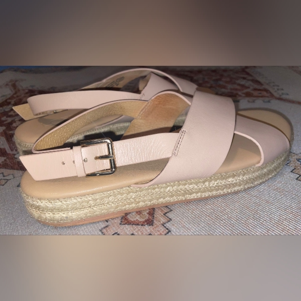 Loft Size 8 Women's Nude Beige Platform Criss Cross Espadrille Sandals - Picture 7 of 11